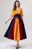 Vestido Medieval Retro Europeu e Americano Novo com Costura em Contraste, Manga Flutuante, Cadarço na Cintura, Saia Ampla, Vestido de Baile