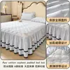 Faldón de cama acolchado a prueba de agua y orina de soja, 100% algodón, Clase A, cubrecama acolchado de encaje de una pieza, juego de tres piezas antideslizante, funda antipolvo