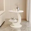 Sala de Estar Sofá Moderno Estilo Italiano, Mesa de Centro Lujo Ligero, Mesa Redonda de Doble Capa, Mesa de Esquina, Mesa Pequeña Creativa para Comedor, Mesa de Noche, Balcón