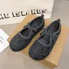 Sapatos retrô de couro de porco com bico dividido raso para mulheres, coleção outono 2026, sapatos de cavalo para o dia a dia, mocassins