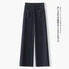 Jeans de moda azul denim de pierna ancha para mujer, estilo fino de verano, nuevo modelo 2026, pantalones rectos estrechos casuales holgados y adelgazantes