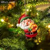 Pingente Papai Noel Ano Novo de Natal Acrílico Plano 2D Papai Noel Rena Trenó Enfeites de Árvore de Natal