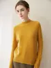 Suéter de cachemira de doble hebra engrosado de cuello alto medio para mujer, 100% cachemira pura, elegante capa interior, suéter base de color liso