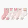 Calcetines de Algodón Peinado para Niñas Estilo Bosque Clase A Primavera y Verano, Delgados y Transpirables, Sin Costuras, Florales, Tubo Corto de Malla