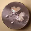Brincos Elegantes de Borboleta com Toque de Luxo, Brincos de Nicho de Luxo Leve para Mulheres, Brincos Longos com Franjas Frescos e Etéreos