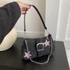 Bolso bandolera con textura de lona para invierno de 2023, con cadena de moda y personalidad de estrella, bolso bandolera para chica, dulce y genial, bolso bandolera de moda