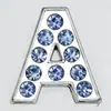 Cuentas de Letras de Diamante Azul de Aleación de 8MM Pulsera de Personalidad DIY Cadena de Teléfono Móvil Accesorios de Joyería Letras de Diamante plateadas