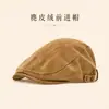 Gorra retro de ante estilo británico para otoño e invierno para mujer, versátil y elegante, se puede usar al revés como una boina de pico para hacer que la cara se vea más pequeña