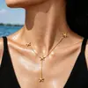 Collar con Colgante de Estrella de Mar y Borla de Acero de Titanio con Recubrimiento Galvánico PVD 18K Estilo Vacaciones en la Playa para Mujer, No se Desvanece, Venta al por Mayor Personalizado