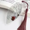 Estilo chino simple artístico exquisito borla hoja marcapáginas clásico estilo antiguo creativo fresco estudiante pequeño regalo