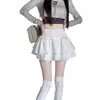 Falda pantalón corta blanca para mujer, nuevo estilo ballet primavera/otoño 2026, falda pantalón abullonada, falda de talle alto línea A tipo pastel