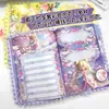 Caderno B5 com Renda de Florista, Fivela Magnética, Novo Estilo, Capa de Couro de Desenho Animado/Anime, Diário Estético
