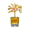 Ornamento de Árvore da Fortuna de Cristal Amarelo Natural, Tigela de Tesouro de Ametista, Mini Decoração para Mesa de Escritório, Artesanato