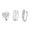 Pendientes de Corazón Completamente de Diamante, Set de Pendientes Creativos para Apilar Dulces y Geniales, Sin Perforación, Pinzas para Orejas Huecas con Forma de Corazón, Pinzas para Cartílago de Zirconia