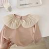 Camiseta de Manga Larga con Cuello de Encaje Elegante para Niñas Ropa Interior de Otoño 2026 Estilo Nuevo para Niños Top de Otoño para Bebé Niña