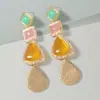 ZA Moda Bohemia Transfronteriza Color Dopamina Aleación de Acetato Pendientes Largos de Gota de Agua