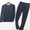 Ropa interior térmica sin costuras de terciopelo para hombre, traje interior con forro polar para hombre, calzoncillos largos engrosados