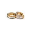 Ins Mismo Estilo Pendientes de Hebilla de Acero de Titanio para Mujer con Diamantes de Color de Doble Fila Mismo Estilo de Celebridad de Internet Acero Inoxidable Chapado en Oro Pendientes Laterales Anchos Planos