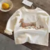 Camiseta de Dibujos Animados para Niños, Manga Larga, Estilo Primavera y Otoño 2026, Top Estampado Elegante para Niños Pequeños, Camiseta Base de Algodón Puro para Bebés