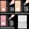 Uñas Postizas para Uñas Artísticas, Uñas Cuadradas Semi-Adhesivas Completamente Mate, No Requieren Lima, Puntas de Uñas Postizas Extendidas, Uñas Portátiles para Año Nuevo