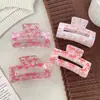 Pinza Transparente para el Cabello con Lazo de Corazón para el Día de San Valentín, Pinza Cuadrada de Gama Alta de Tamaño Mediano para la Parte Posterior de la Cabeza, Lindo Accesorio para el Cabello