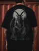 Camiseta Estilo Étnico Retrô Europeu e Americano Estampada em 3D de Manga Curta Nova Primavera e Verão 2025 Masculina Gola Redonda Olho de Hórus