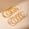 Moda Retro Europea y Americana Joyería Transfronteriza Pulseras Apilables Geométricas Simples Pulsera Abierta Redonda Dorada Pulido Conjunto