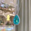 Nuevo conjunto de joyería de moda estilo europeo y americano, simulación de tansanaquamarina, colgante 15*25 pendientes 8*16