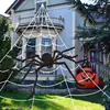 Araña Gigante de Halloween Red de Araña Brillante Activada por Sonido Fiesta de Baile Decoración de Casa Embrujada Accesorios Activados por Sonido Decoración de Fiesta Felpa
