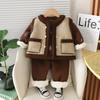 Roupas Infantis Yihao Suits de Outono e Inverno para Meninos Moletons e Coletes Infantis com Forro de Lã Roupas de Inverno de Três Peças para Bebê Menino