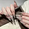Accesorios para Uñas con Mariposa Plateada Galvanizada y Circonita, Colgantes de Cadena con Borla 3D Brillantes, Decoraciones de Pedrería para Uñas DIY al por Mayor
