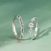 Suministrados Directamente de la Fuente, Anillos de Pareja Manuales de Gardenia de Plata Pura S999, Estilo Lujo Ligero, Anillos Ajustables para Mujer, Diseño de Nicho