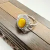 Nuevo Anillo Incrustado de Cera de Abejas Natural Popular Transfronterizo Simple y Versátil Moda Anillo Suministro Fabricante 6013