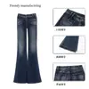 Jeans acampanados de tiro bajo lavados color Naranja Juvenil # Estilo de la alta calle americana, adelgazantes y realzan la cadera, pantalones de campana versátiles para mujer