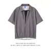 Camisa Listrada Retrô Falsa de Duas Peças de Manga Curta para Homens, Verão com Caimento Solto, Jaqueta Camisa Versátil Casual Estilo Americano Tendência