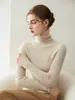 Tejido clásico sin costuras, cachemira pura, cuello alto, suéter ajustado para mujer, perfecto como capa interior o capa base para usar debajo de un abrigo en otoño e invierno
