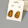 4 pendientes de resina con diseño de leopardo y amor, de alta gama, estilo vintage, con personalidad, estilo Maillard.