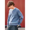 Suéter retro estilo Old Money con cuello Henley, de dos piezas simuladas para hombre, otoño e invierno, corte relajado, capa interior de punto de alta gama