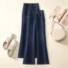 Jeans de Mujer Personalizados Adelgazantes de Cintura Alta Micro-Campana Estilo Retro Otoño Elásticos Bodycon Moda Casual Pantalones Largos