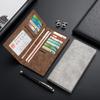 Billetera de Hombre Explosiones Transfronterizas Larga Ultrafina Multitarjetas Billetera Casual Bolsa para Tarjetas Color Sólido Una Pieza Billetera Retro PU