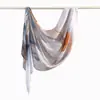 Lenço longo versátil de seda com estampa digital aquarela Bali, mais vendido na primavera e no outono, xale fino e lenço de cabeça da moda