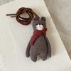 Collar con colgante de cadena de suéter de estilo retro cóncavo literario de nicho femenino con cuello de animal pequeño de tela de peluche divertido de dibujos animados