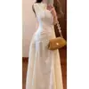 Vestido Colete Suave Estilo Francês, Moda de Nicho, Elegante Vestido de Fada Slim-Fit com Marcação na Cintura para o Verão