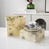Taza de Cerámica con Flor Esmaltada Estilo Retro para Té de la Tarde Juego de Tazas de Cerámica Souvenir de Alta Gama Regalo de Inauguración