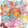 50 Piezas de Pegatinas Decorativas Transparentes de Mascota para Diario de Playa de Acuarela, Estilo Fresco de Verano, Nuevas Pegatinas Decorativas Transfronterizas Sin Repetir