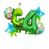Nuevo Sombrero de Cumpleaños de Dibujos Animados Verdes Set de Globos de Papel de Aluminio de Dinosaurio Decoración de Fiesta de Cumpleaños para Niños