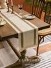 Caminho de Mesa Estilo Ins com Patchwork Listrado de Algodão e Linho, Franjas Tecidas Bicolores, Material Natural, Jogo Americano de Renda para Mesa, Estilo Ins