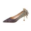 6682-9 Lazo Francés Gradiente Lentejuelas de Cristal de Alta Gama Celebridad Banquete Novia Dama de Honor Boda Zapatos de Tacón Alto