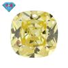 Huagang gem único furo quadrado gordo ganso amarelo zircão pedra nua atacado travesseiro limão amarelo anel superfície CZ Hao pedra