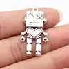 37X20Mm 3.6g Cor Prata Antiga Pingente Robô em Formato de Coração Charme DIY Liga de Zinco Atacado do Fabricante